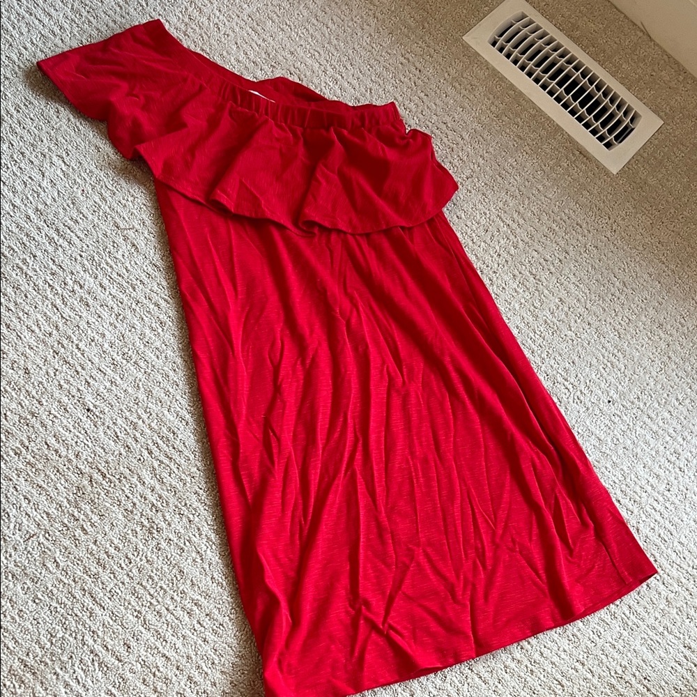 Chic One-Shoulder Red Dress